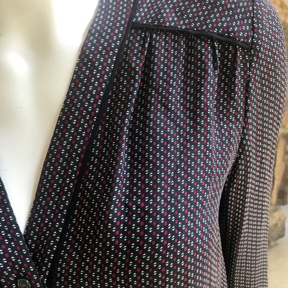 Vince Silk Button Down Black White Red Long Sleeve Shirt Women's Size S - Picture 4 of 9